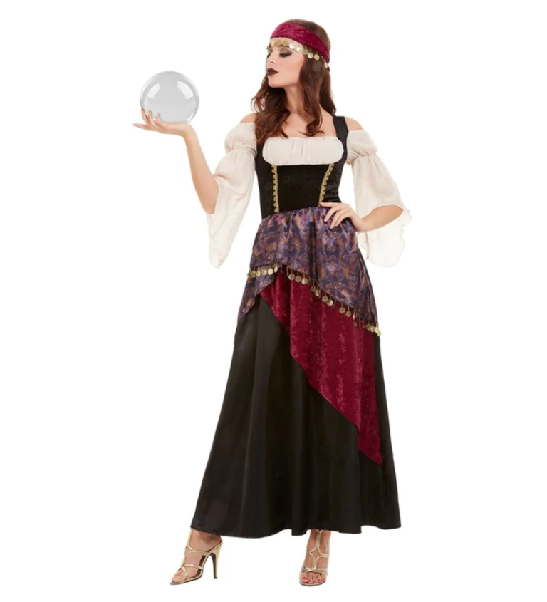 Halloween kostým - Luxusní pouťová cikánská vědma