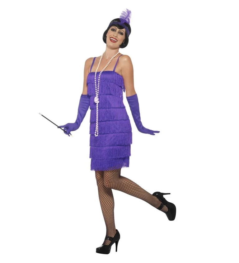 Dámský kostým - Prohibice s třásněmi fialové