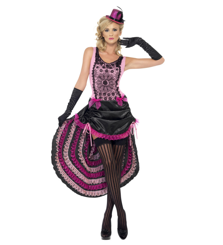 Dámský kostým - tanečnice Burlesque - růžovo-černý