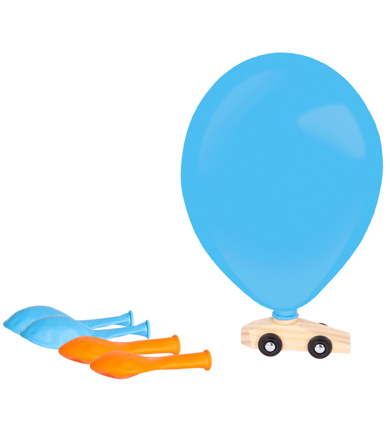 Latexovým balónek s dřevěným autem