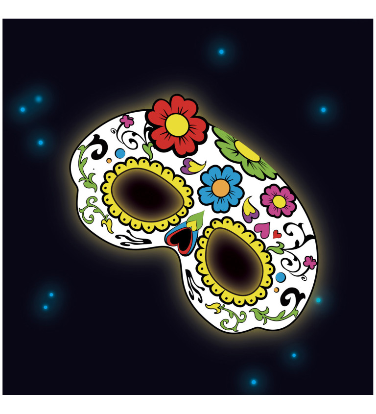 Svítící maska - mexická lebka