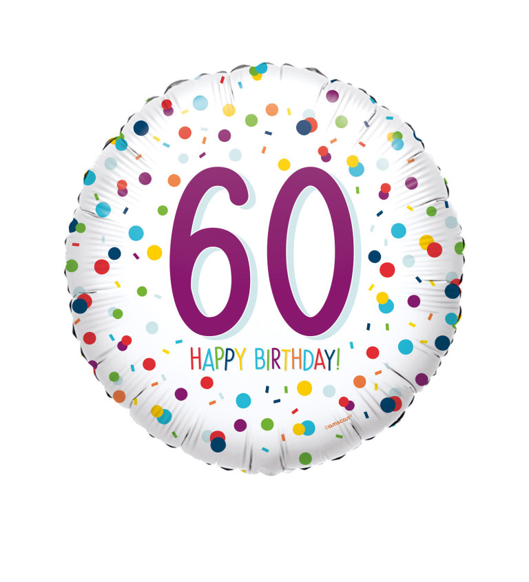 Fóliový balónek číslo 60 barevný 40 cm