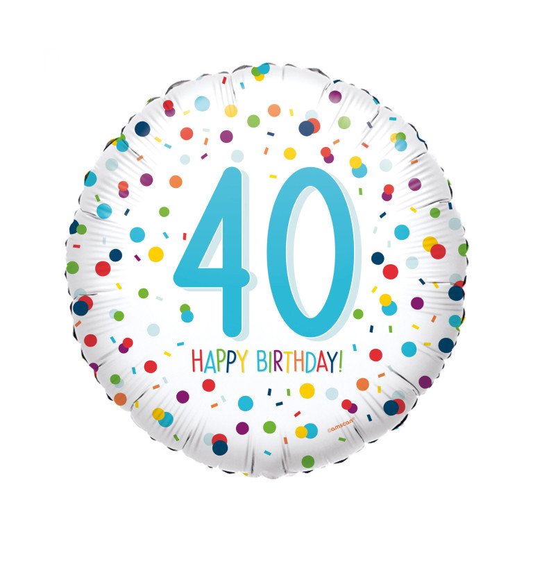 Fóliový balónek číslo 40 barevný 40 cm