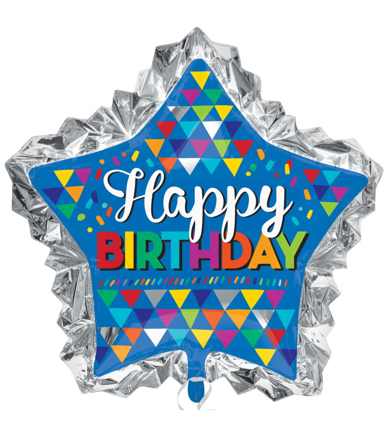 Fóliový balónek Happy Birthday barevný