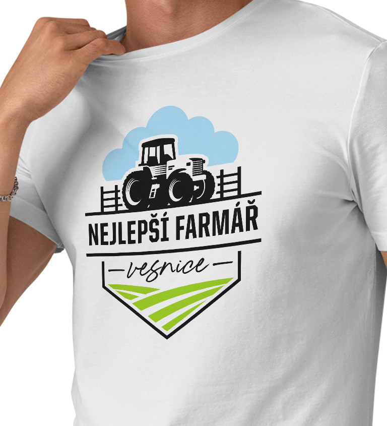 Pánské triko bílé - Nejlepší farmář