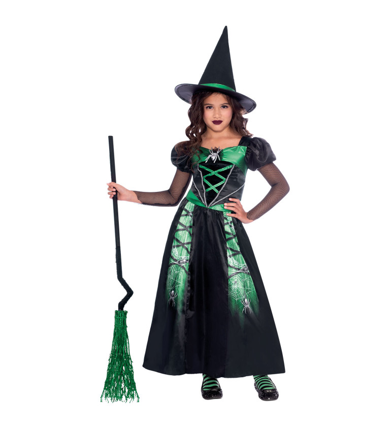 Dětský kostým zelená čarodějnice