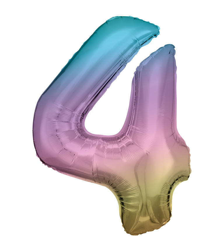 Fóliový balónek číslo 4 duhový 90 cm