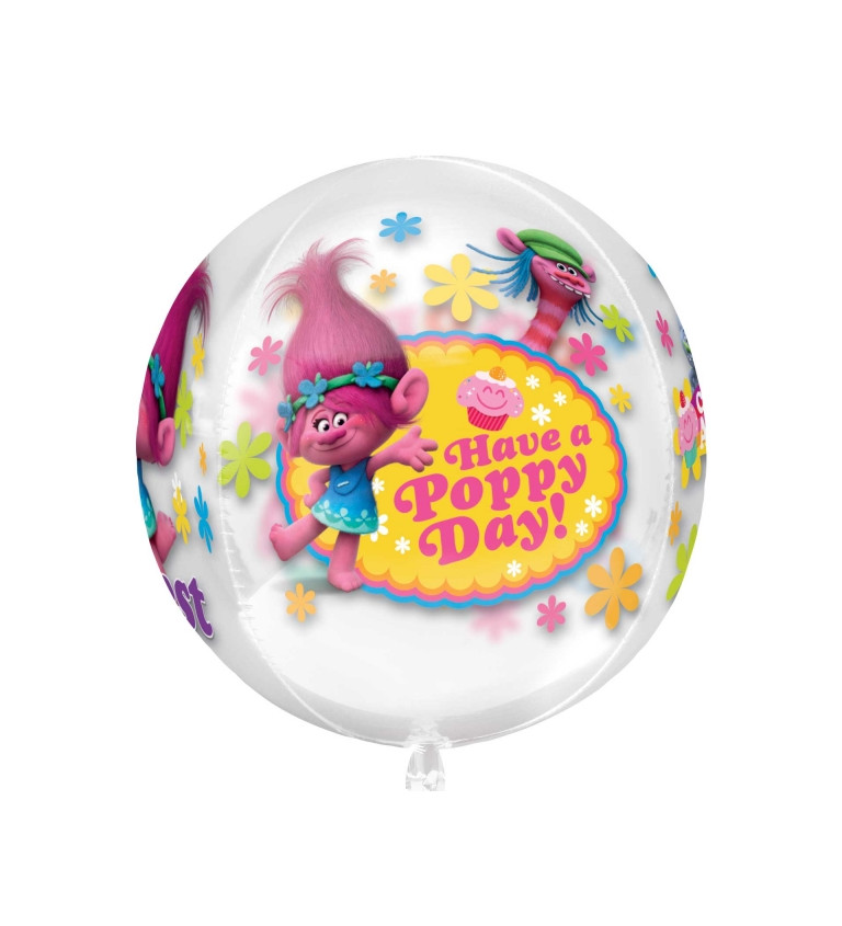 Fóliový balónek Trolové průhledný 40 cm