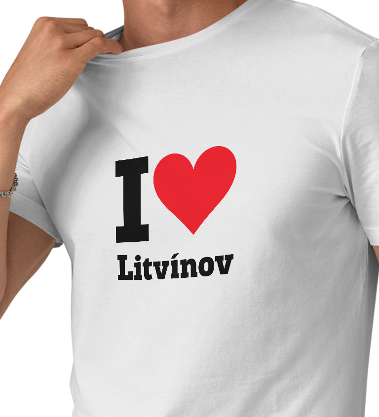 Pánské triko bílé - I love Litvínov
