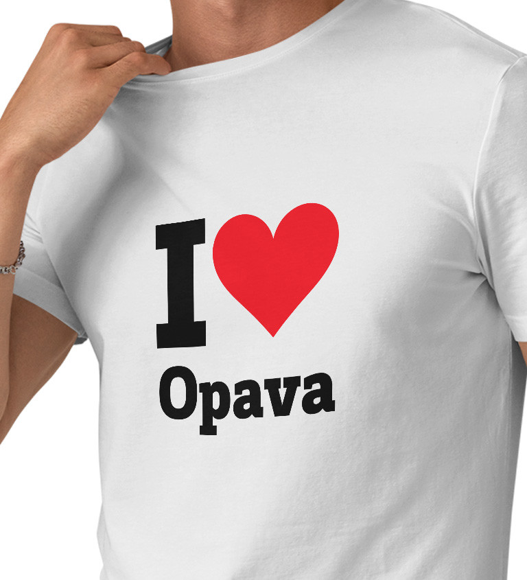 Pánské triko bílé - I love Opava