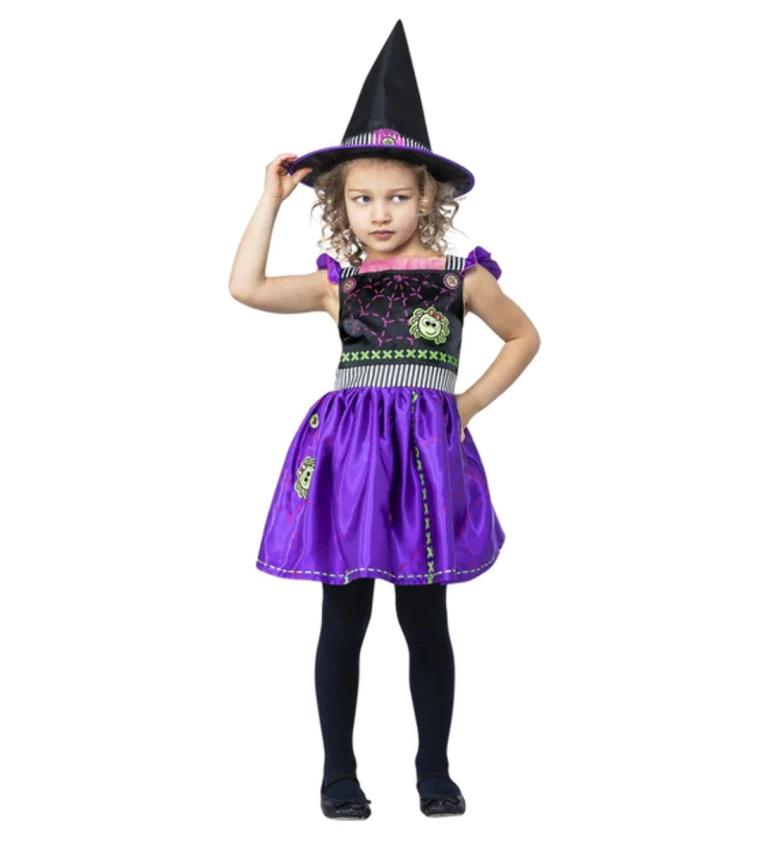 Dětský kostým čarodějnice fialová