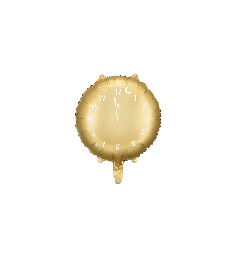 Hodiny fóliový balón - zlatý
