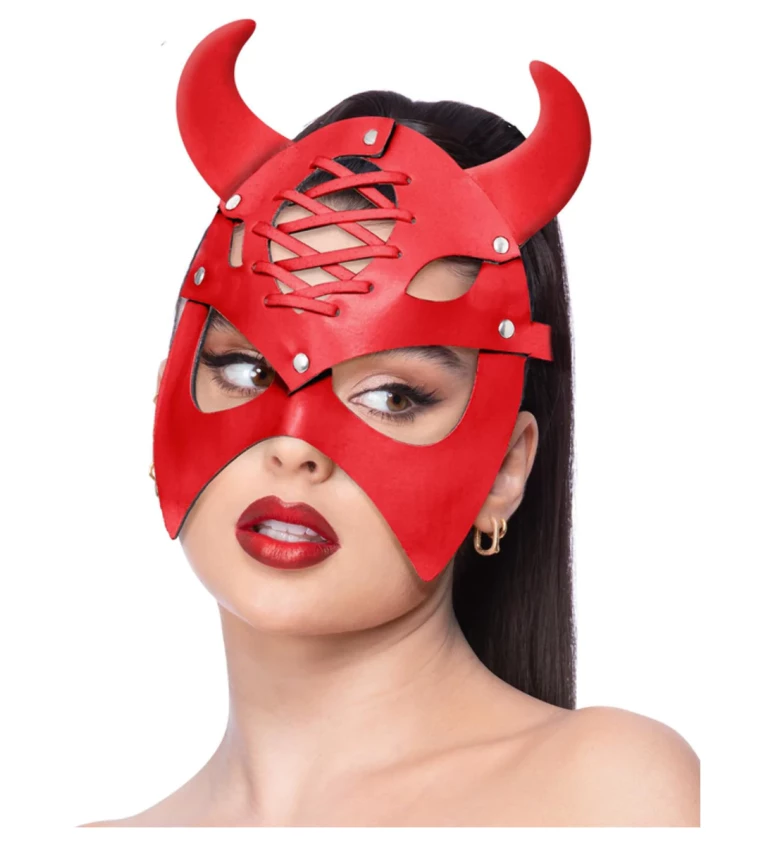 Červená kožená maska Ďábla