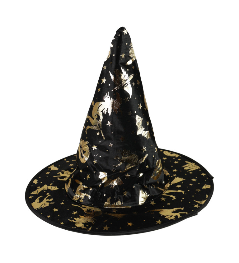 Dětský klobouk - zlaté vzory čarodějnic