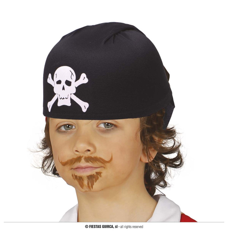 Černý látkový dětský pirátský šátek