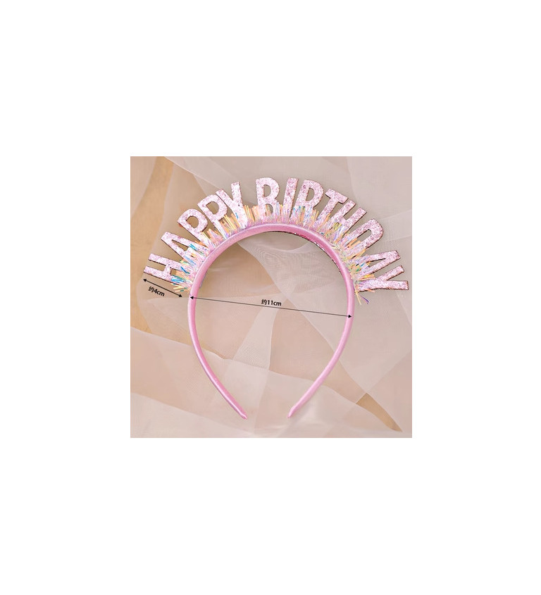 Happy birthday - čelenka růžová