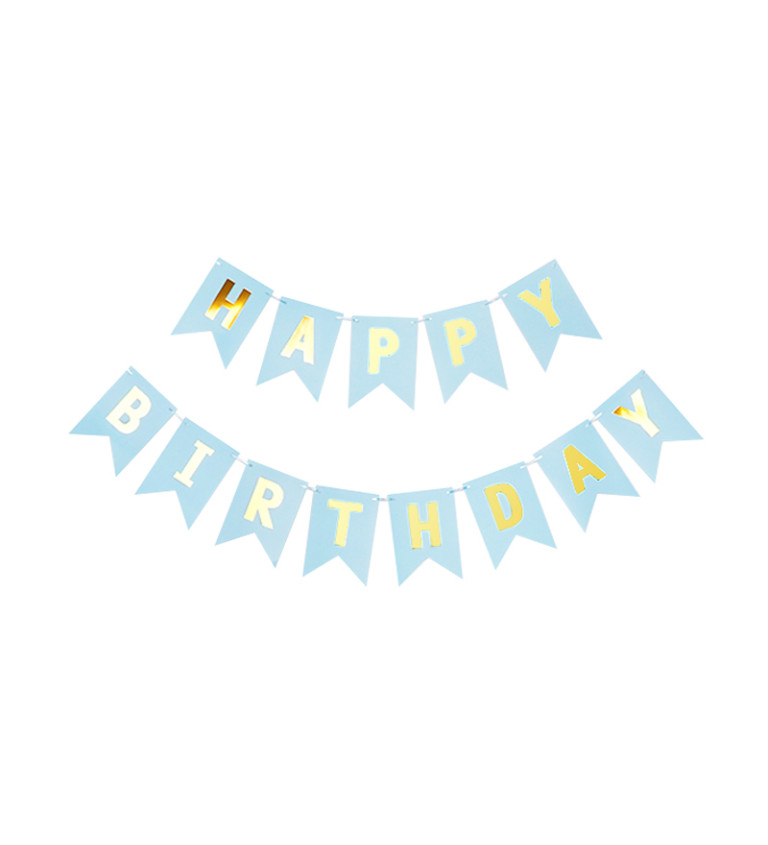 Happy birthday - banner modrý