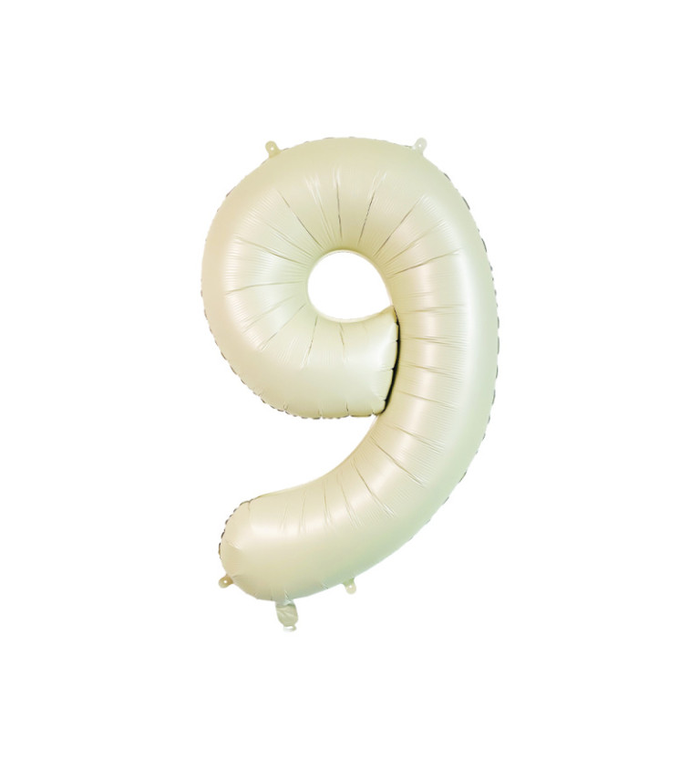 Fóliový balónek číslo 9 krémový 80 cm