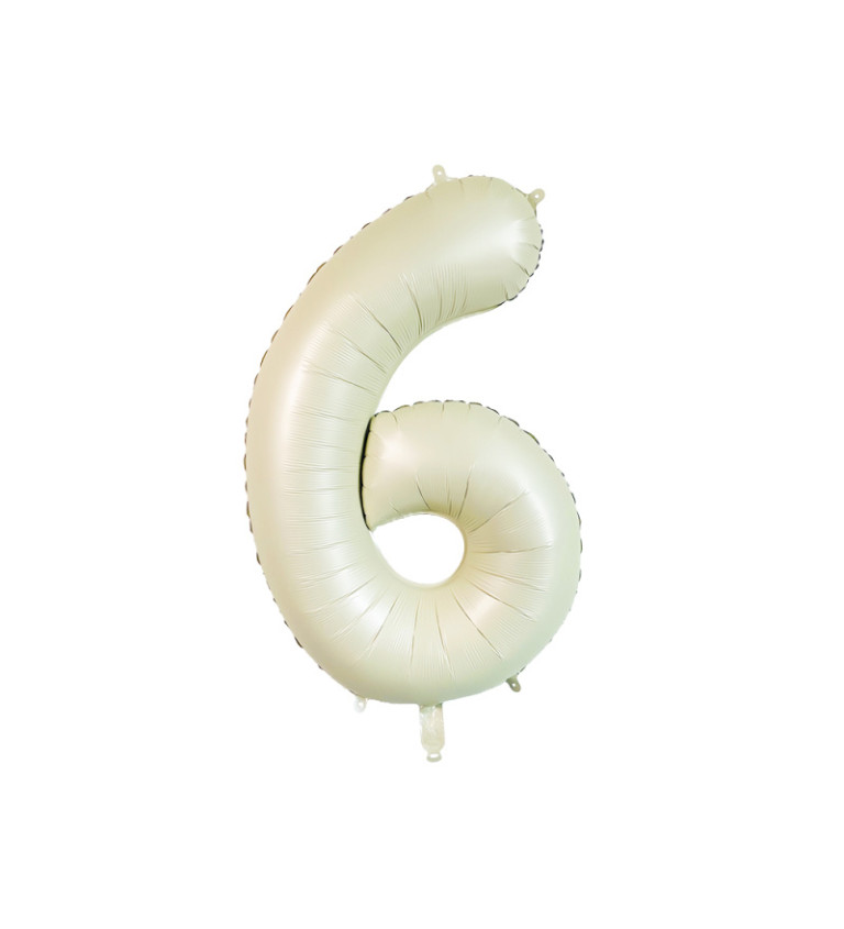 Fóliový balónek  číslo 6 krémový