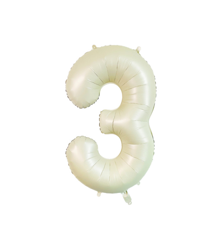 Fóliový balónek číslo 3 krémový 80 cm