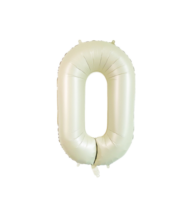 Fóliový balónek číslo 0 krémový 80 cm