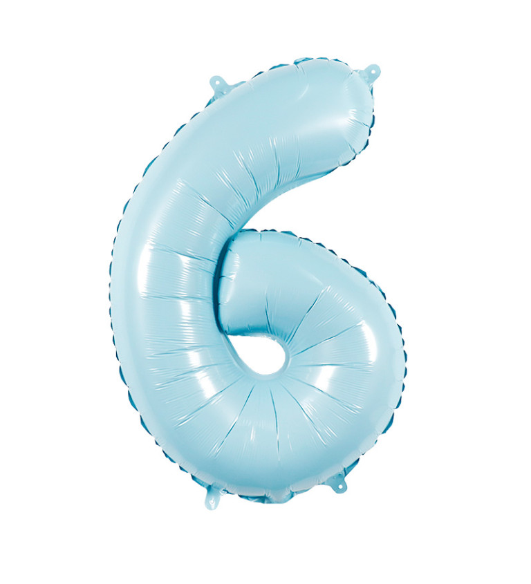 Fóliový balónek číslo 6 světle modré 80 cm