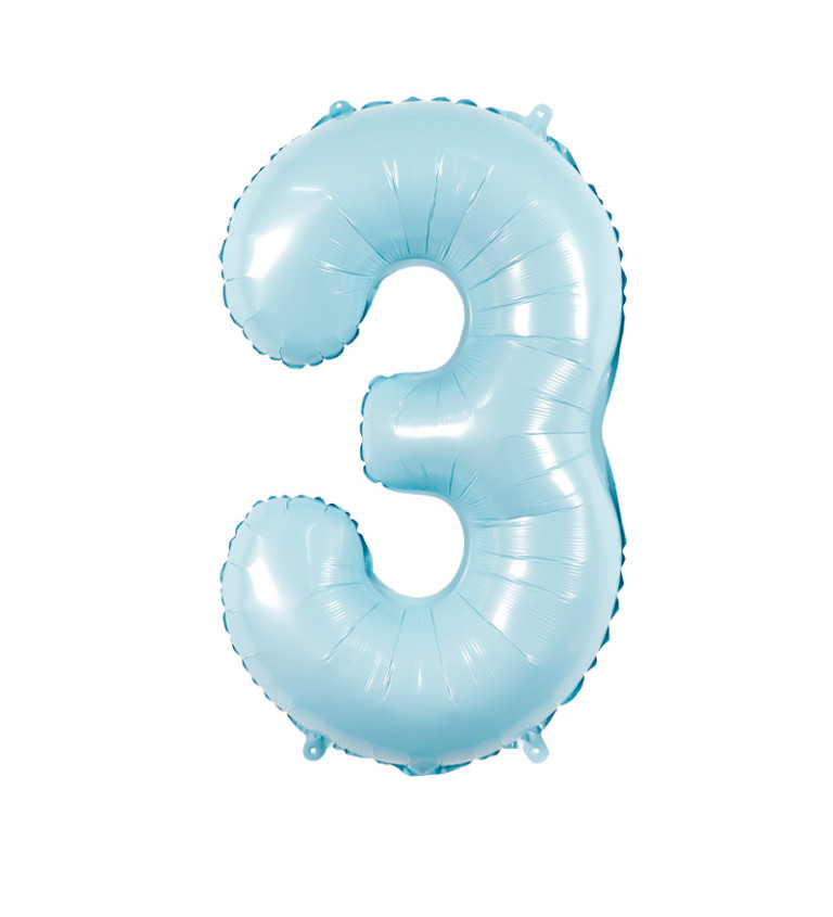 Fóliový balónek číslo 3 světle modré 80 cm