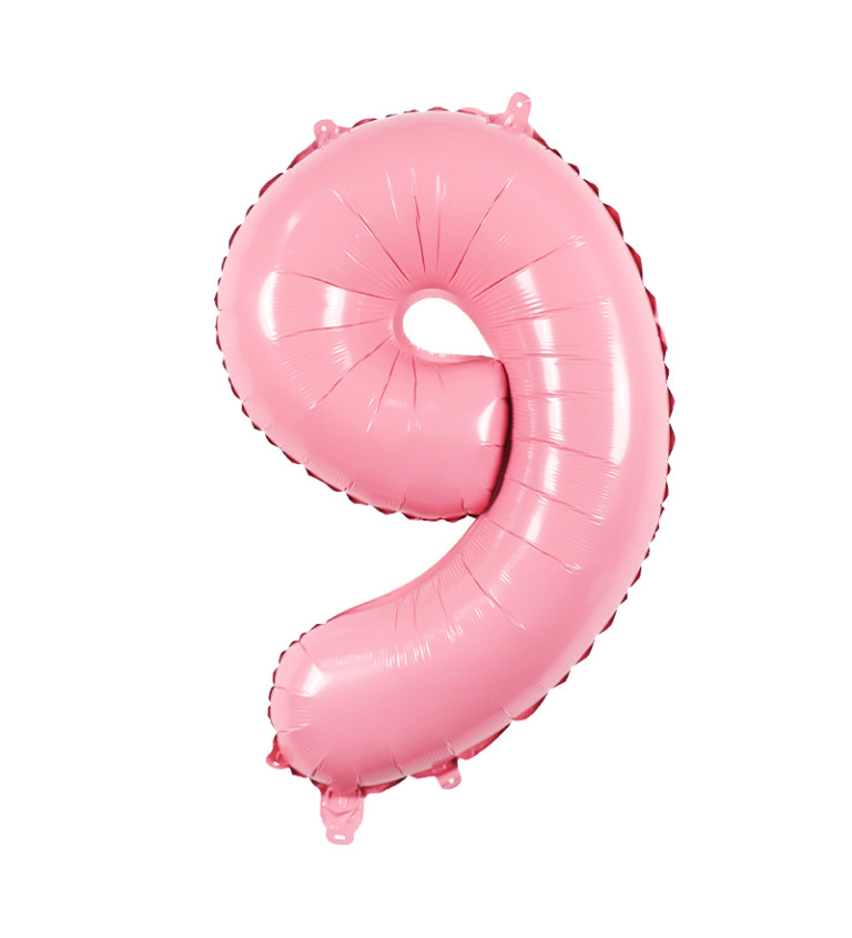 Fóliový balónek číslo 9 světle růžové 80 cm