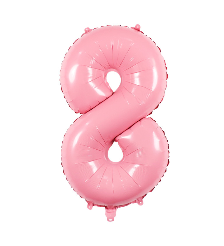 Fóliový balónek číslo 8 světle růžové 80 cm