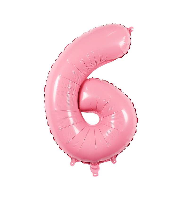 Fóliový balónek číslo 6 světle růžové 80 cm
