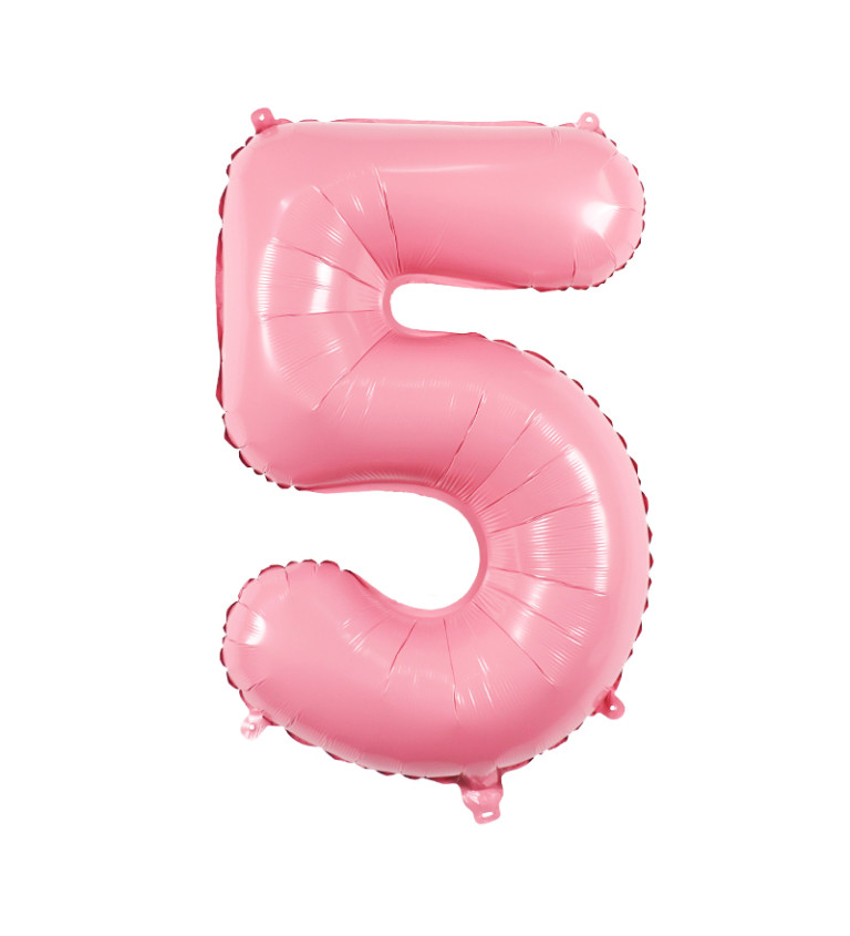 Fóliový balónek číslo 5 světle růžové 80 cm