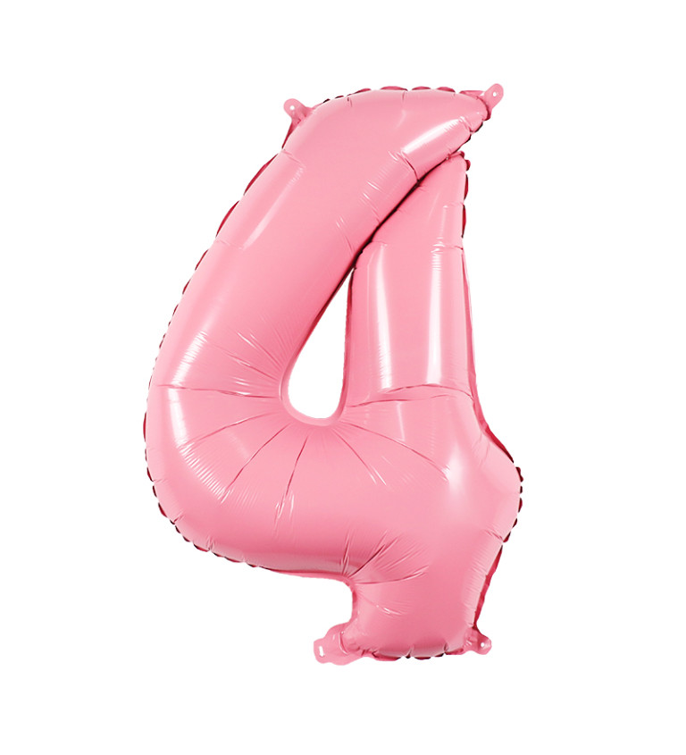Fóliový balónek číslo 4 světle růžové 80 cm
