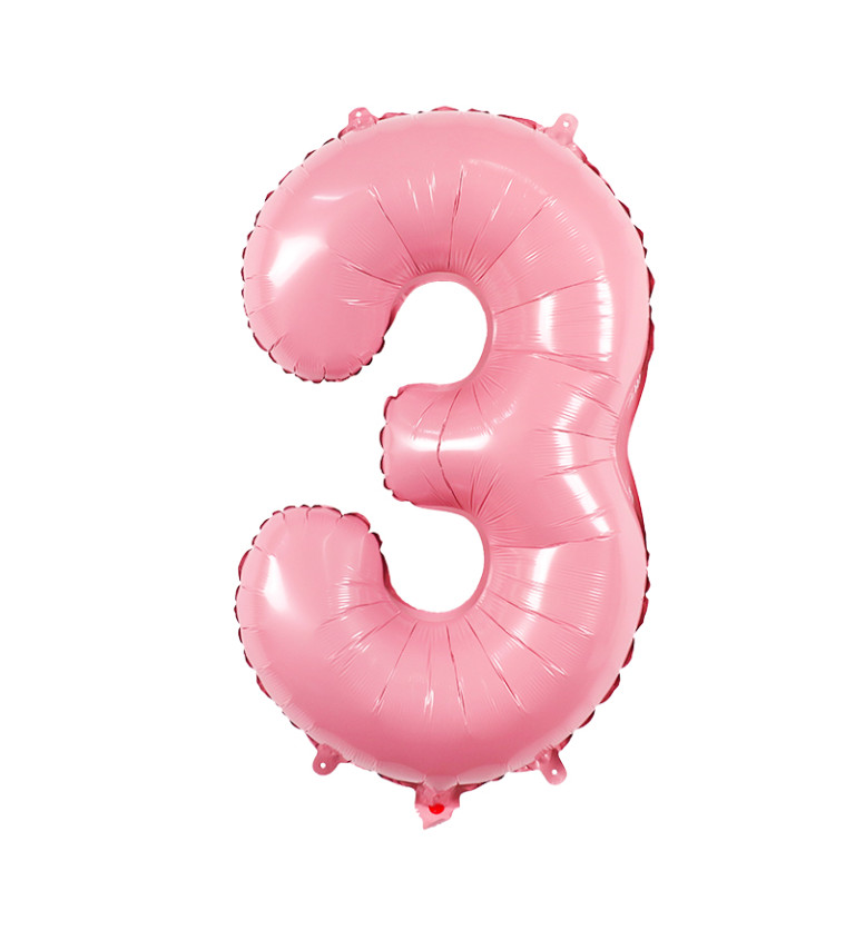 Fóliový balónek číslo 3 světle růžové 80 cm
