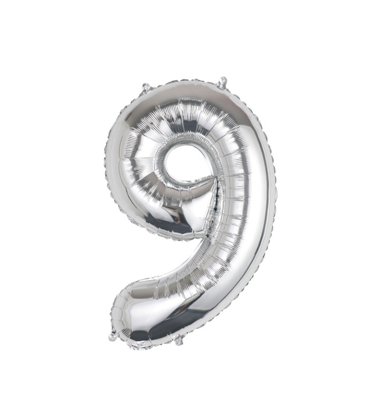 Fóliový balónek číslo 9 stříbrné 80 cm