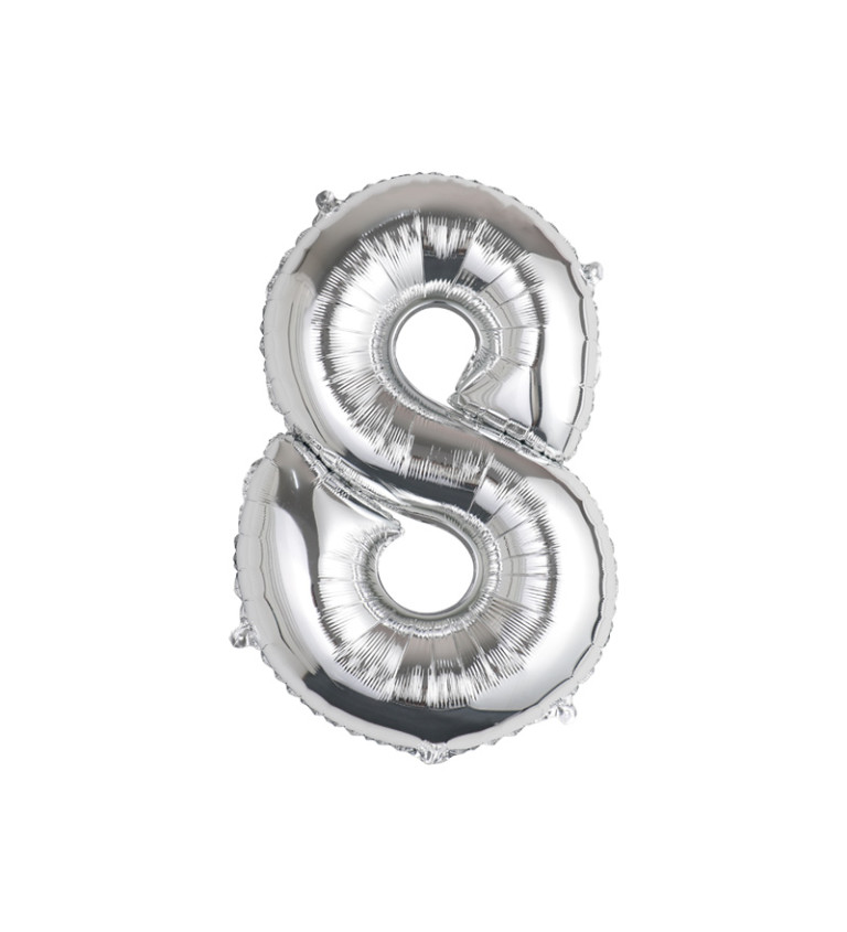 Fóliový balónek číslo 8 stříbrné 80 cm