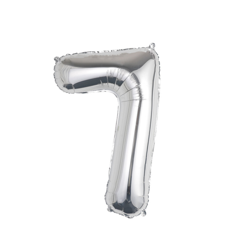 Fóliový balónek  číslo 7 stříbrné 80 cm