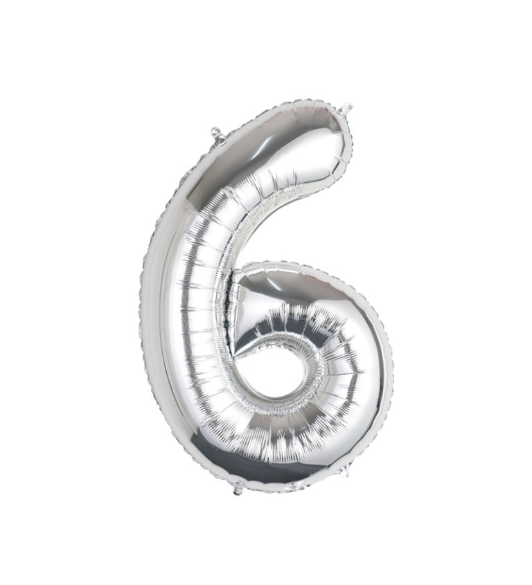 Fóliový balónek číslo 6 stříbrné 80 cm