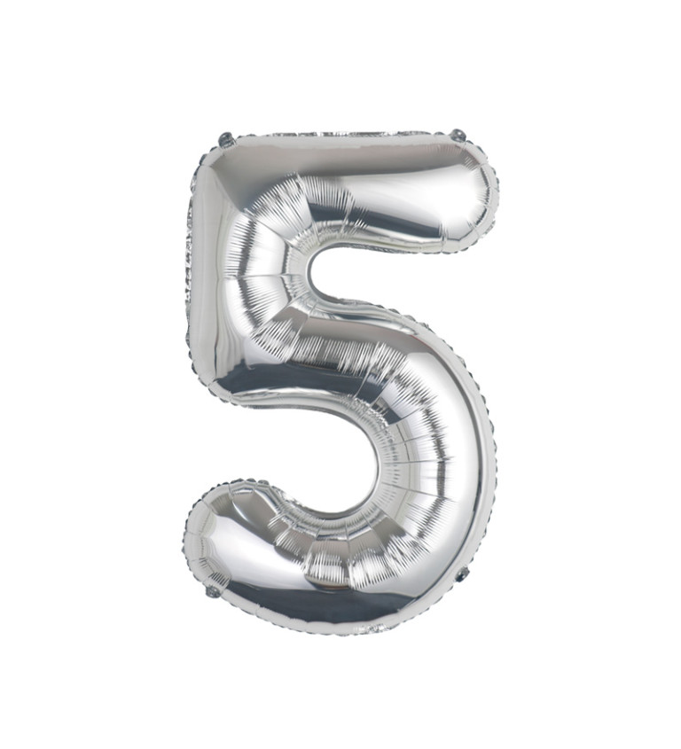 Fóliový balónek číslo 5 stříbrné 80 cm