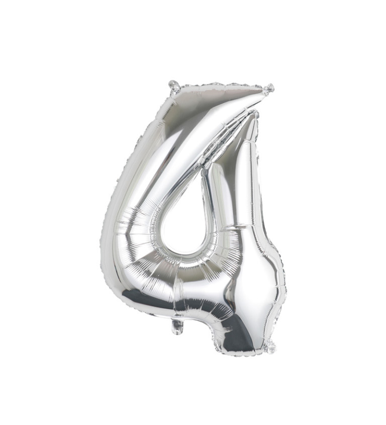 Fóliový balónek číslo 4 stříbrné 80 cm