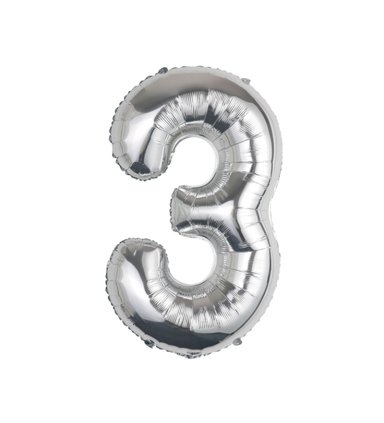 Fóliový balónek číslo 3 stříbrné 80 cm