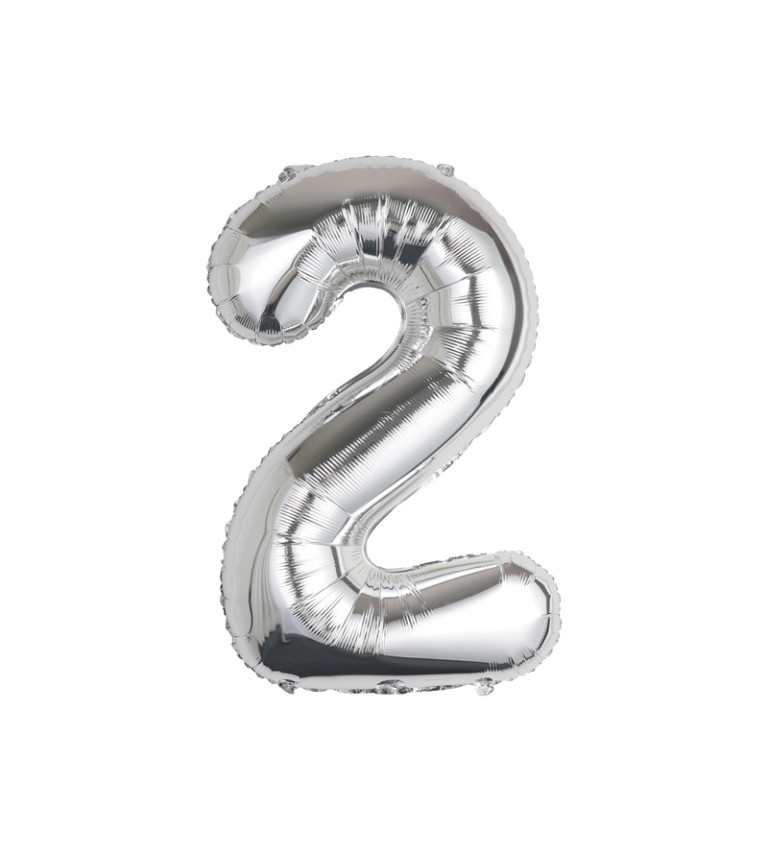 Fóliový balónek číslo 2 stříbrné 80 cm