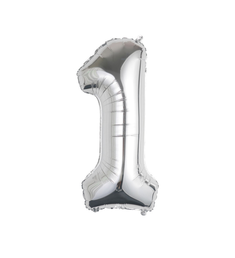 Fóliový balónek číslo 1 stříbrné 80 cm