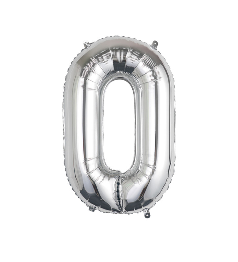 Fóliový balónek číslo 0 stříbrné 80 cm