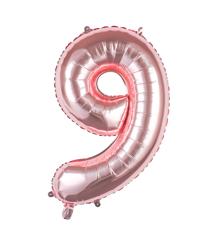 Fóliový balónek číslo 9 rosegold 80 cm