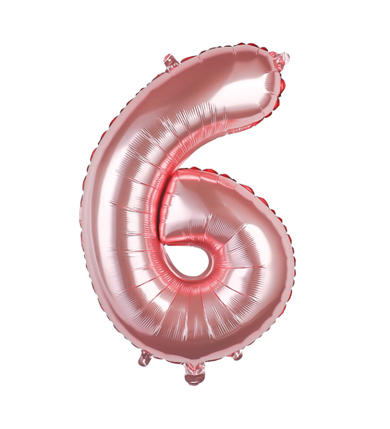 Fóliový balónek číslo 6 rosegold 80 cm