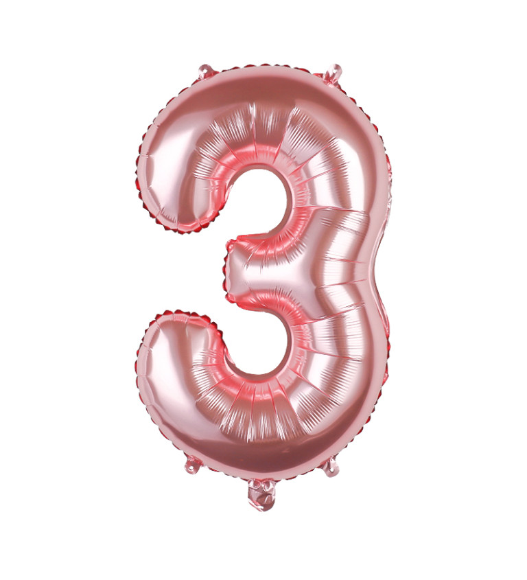 Fóliový balónek číslo 3 rosegold 80 cm