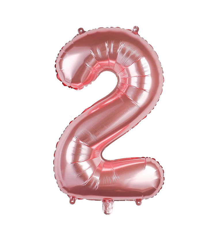 Fóliový balónek číslo 2 rosegold 80 cm