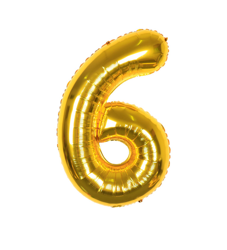 Fóliový balónek číslo 6 zlaté 80 cm