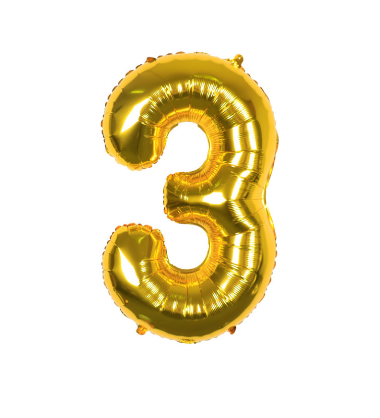 Fóliový balónek číslo 3 zlaté 80 cm