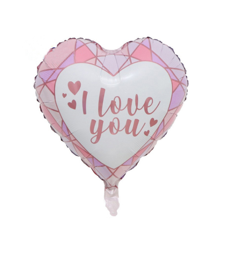 Fóliový balónek - I love you, růžový